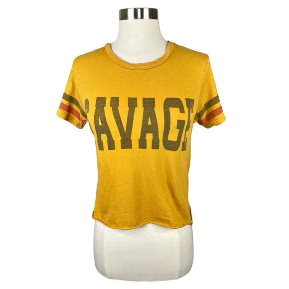 On Fire Distressed SAVAGE Crop Top - Size Medium - Picture 1 of 6